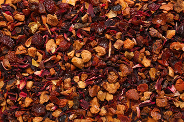 Dried fruit tea as background, closeup
