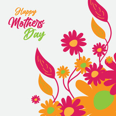 Mothers day greeting card. Vector banner with flowers on white background