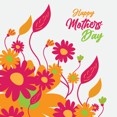 Mothers day greeting card. Vector banner with flowers on white background