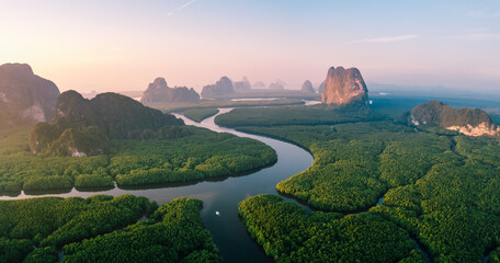 landscape Phangnga bay,Rock and island scenery and Phang Nga Bay