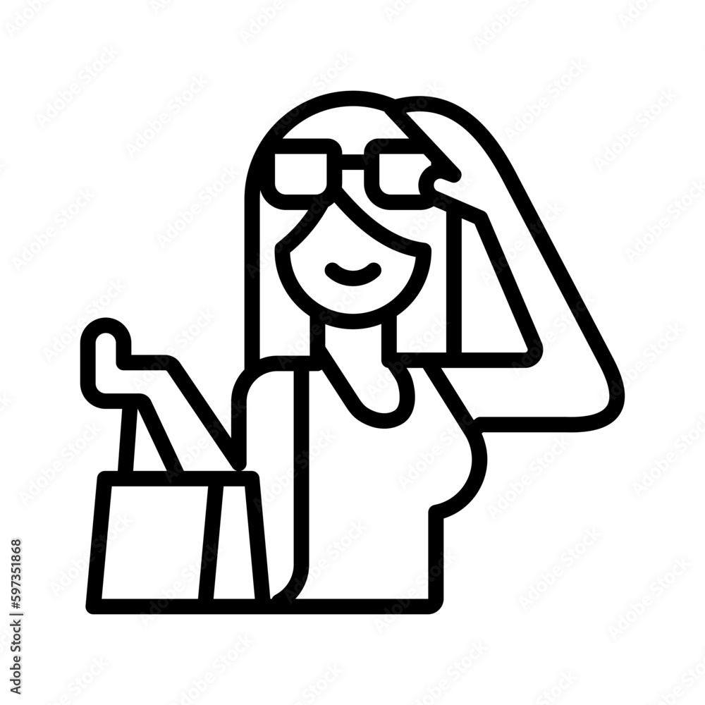 Canvas Prints Girl outline icon for woman, shopping, people, buyer, 
consumer, shopaholic logo