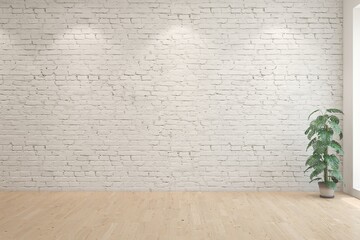 White empty room. Scandinavian interior design. 3D illustration