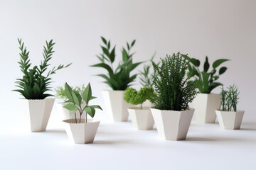Obraz premium Paper Cut Out of Plant in Pot. Generative AI