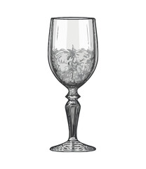 Fragile wineglass, elegant and ornate design