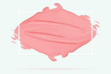 Vector illustration. pink watercolor splash. rectangular frame white. Ready grunge pastel