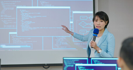 teacher in adult education class