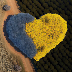 Aerial view of fileld in Form of Heart, - 597353002