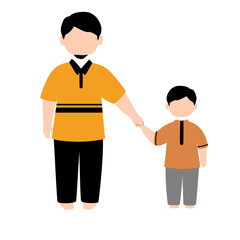 Fototapeta premium Muslim father and his son standing illustration
