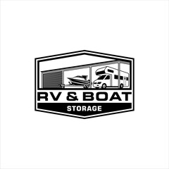 Fototapeta na wymiar Storage facility logo in badge with simple style design