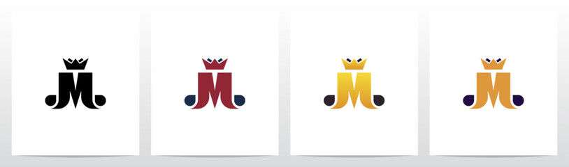 Crown On Top Of Letter Logo Design M