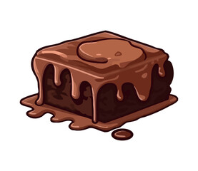 Sweet browni icon with chocolate and cream