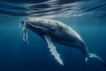 Plastic ingestion by whales highlights urgent need to reduce plastic usage for ocean health. Generative AI
