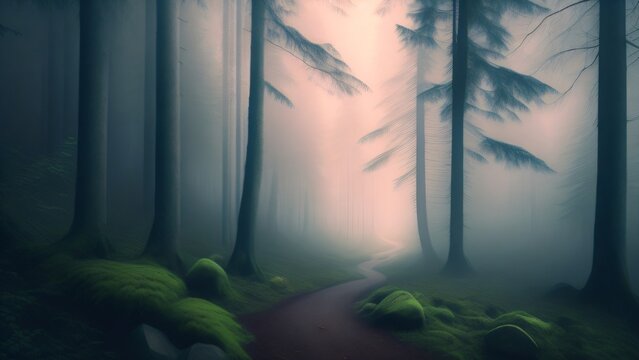 forest in fog