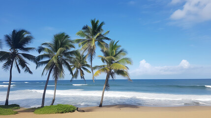 Fototapeta na wymiar beach with palm trees. Generative Ai