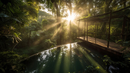 Infinity pool in the jungle. Generative Ai