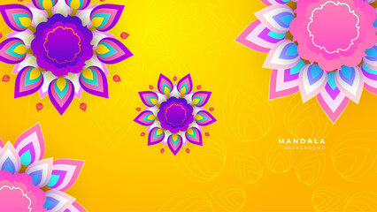Abstract background with colorful flower mandala vintage decorative drops ornament vector illustration