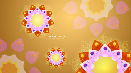 Art and Illustration Happy Diwali. Beautiful background with diwali flower elements and mandala vectors