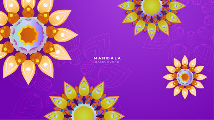 Abstract background with colorful flower mandala vintage decorative drops ornament vector illustration