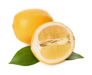 Fresh lemons on white background