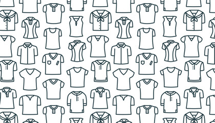 Outline seamless pattern with shirts.