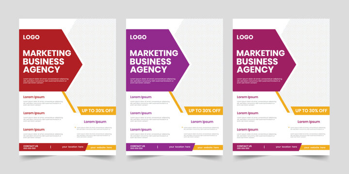 Corporate agency marketing flag vector flyer, business brochure a4 cover photo template, simple infographic convention page layout