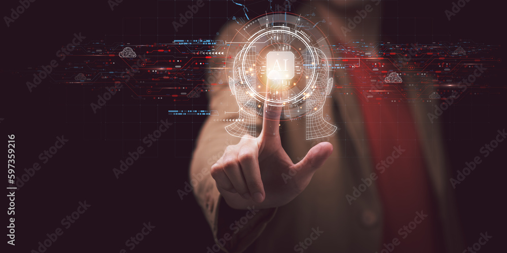 Poster ai ,concept of new ideas and innovation ,big data network connection ,connecting creativity with mod