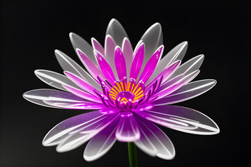 glass flower on a dark background, created by artificial intelligence