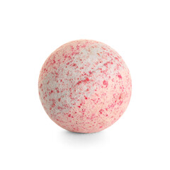 Pink bath bomb on white background