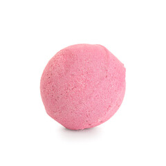 Pink bath bomb on white background