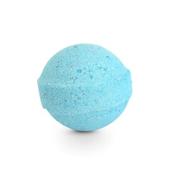 Blue bath bomb on white background