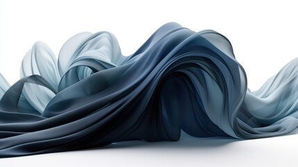 Dark blue and white abstract flowing background, AI generated