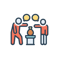 Color illustration icon for argue 
