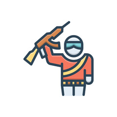 Color illustration icon for terrorists 