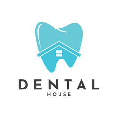 Tooth House, Teeth Home Care for Dentist Dental Dentistry Clinic logo design modern