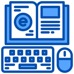 Online learning blue outline icon