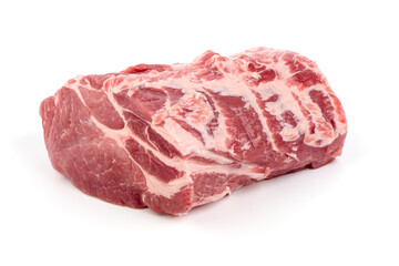 Raw Pork Neck isolated on white background.