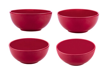 set of red bowl isolated on transparent png
