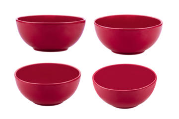 set of red bowl isolated on transparent png