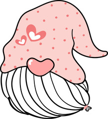 Cute Valentine love faceless Gnome cartoon doodle flat vector