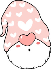 Cute Valentine love faceless Gnome cartoon doodle flat vector