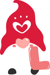 Cute Valentine love faceless Gnome cartoon doodle flat vector