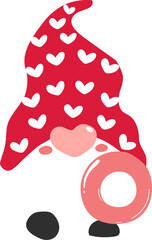 Cute Valentine love faceless Gnome cartoon doodle flat vector