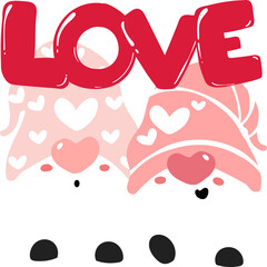 Cute Valentine love faceless Gnome cartoon doodle flat vector