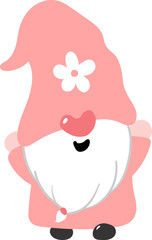Cute Valentine love faceless Gnome cartoon doodle flat vector