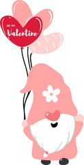 Cute Valentine love faceless Gnome cartoon doodle flat vector