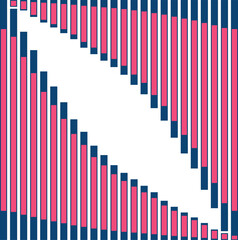 The abstraction consists of ascending and descending bright pink bars.