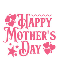 happy mothers day text with love on pink color