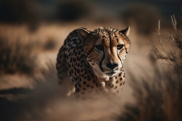 Blurred cheetah in action. Generative AI