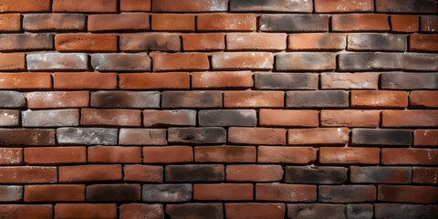 Brick wall of red color, wide. Masonry background. Wall template. 
Generative AI. 
