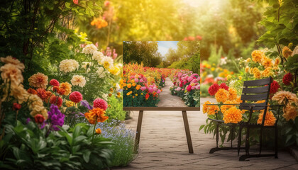Fototapeta na wymiar Natural floral setting. Floral greeting card for a special occasion. Summer garden concept